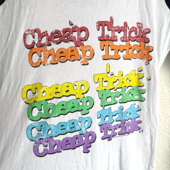NEW CHASER women's cheap trick baseball graphic tee in white/blue - Picture 5 of 5